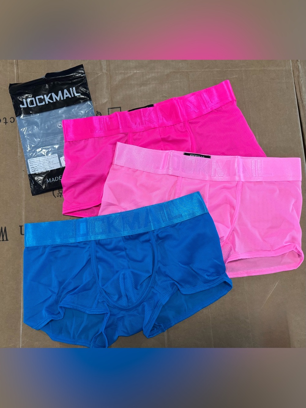 Men's JOCKMAIL Monochromatic Mesh Sports Boxers-3 pack
